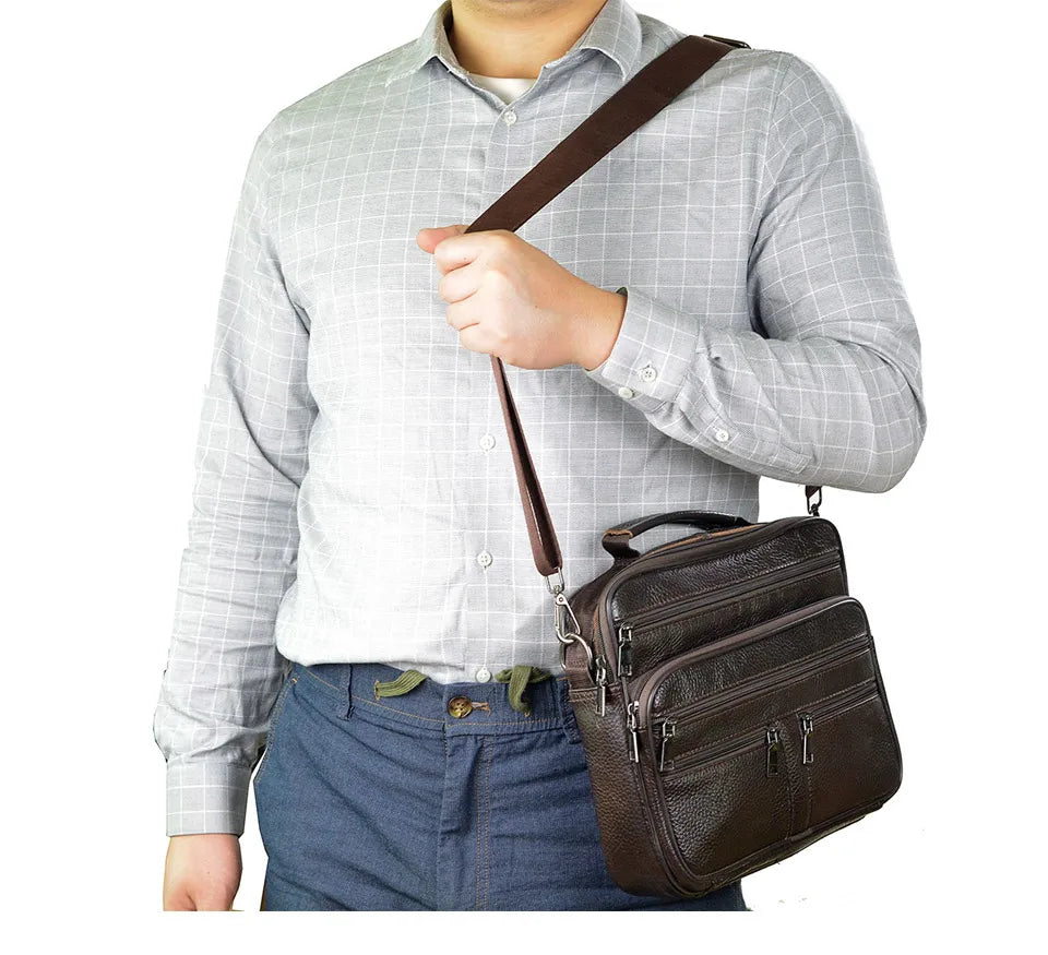New Arrival Men Shoulder Bag Men's Genuine Leather Messenger Bag Boy Coffee Middle Size Handbags Tote Natural Skin Men Briefcase