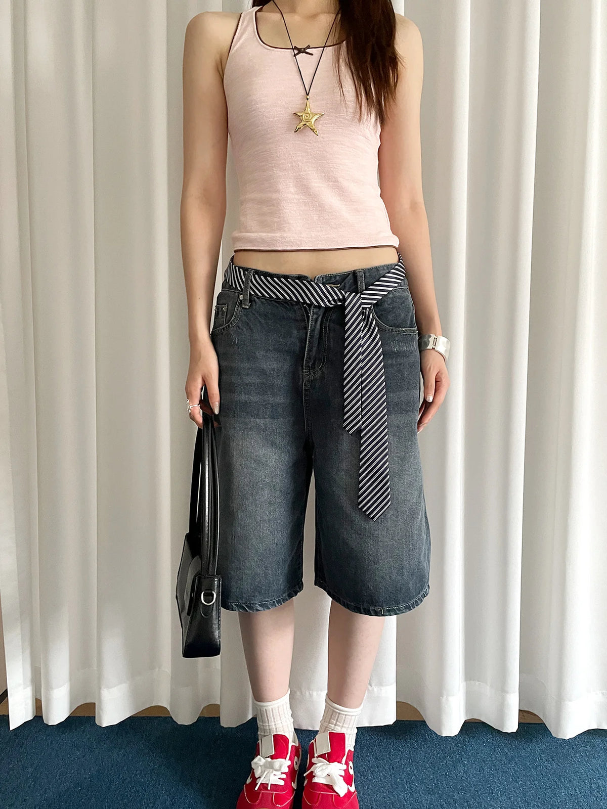 Fashionable Korean Style Simple Striped Belt For Women Minority Personality Long Strip Retro Hot Girl Style Academic Style