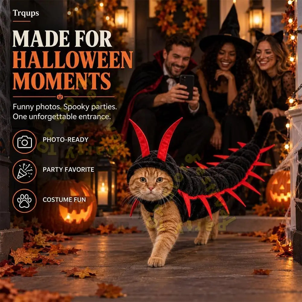 Halloween Centipede Pet Costumes for Cat & Dog 50'' 3D Cosplay Clothes,Halloween Themed Pet Wear Photo Prop for Outdoor