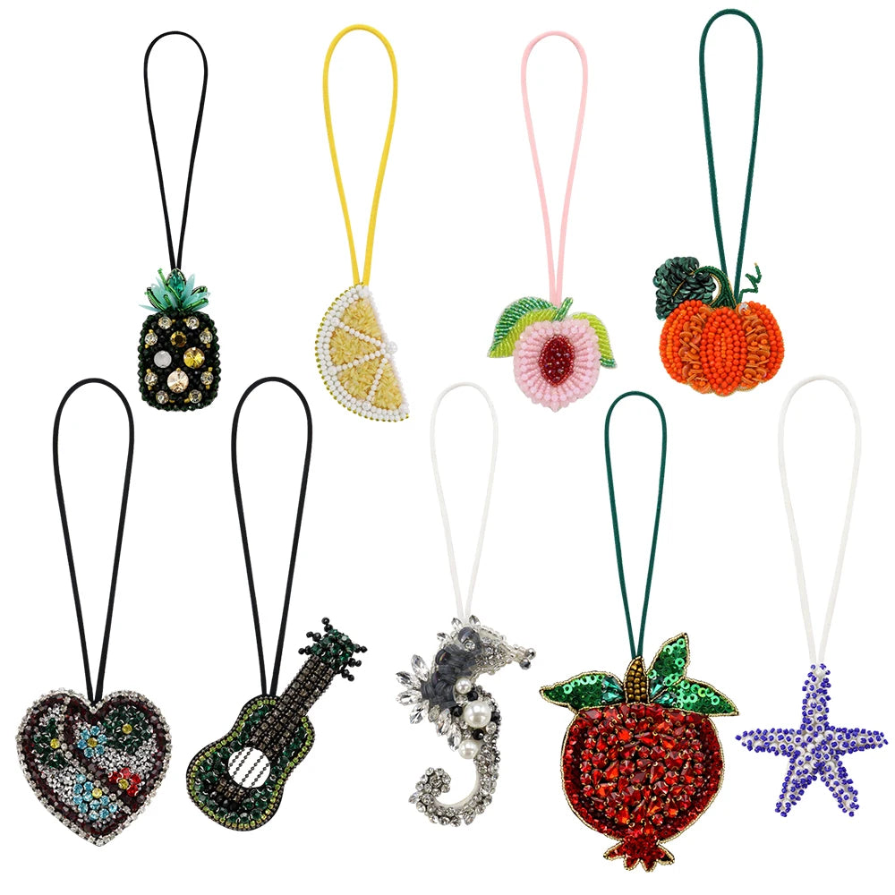 Aufnäher Perlen Pailletten Strass Früchte Schmetterling Fisch Seepferdchen Perlen Quasten, DIY zum Verzieren von Taschen Kleidung Schlüsselbändern