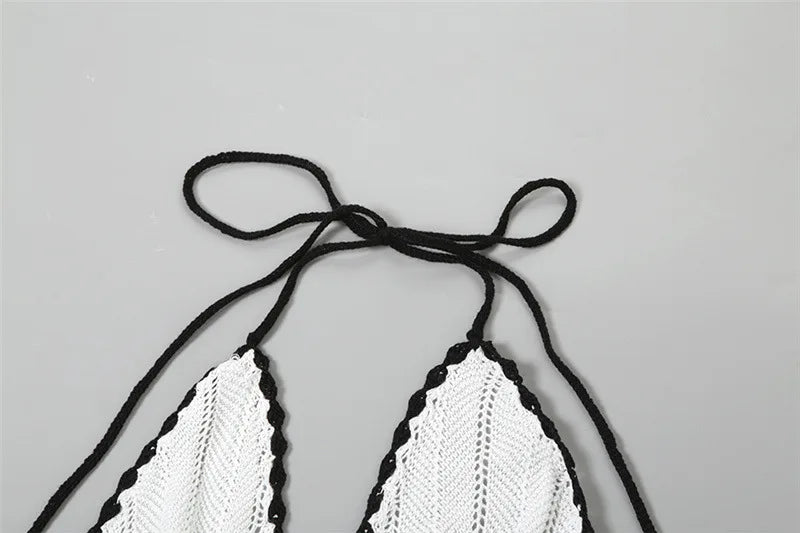 Nsauye Casual Knitted Women Halter Fashion Maxi Hollow Out Dress Summer Beach Long Sexy Backless Party Birthday Club Dress 2024