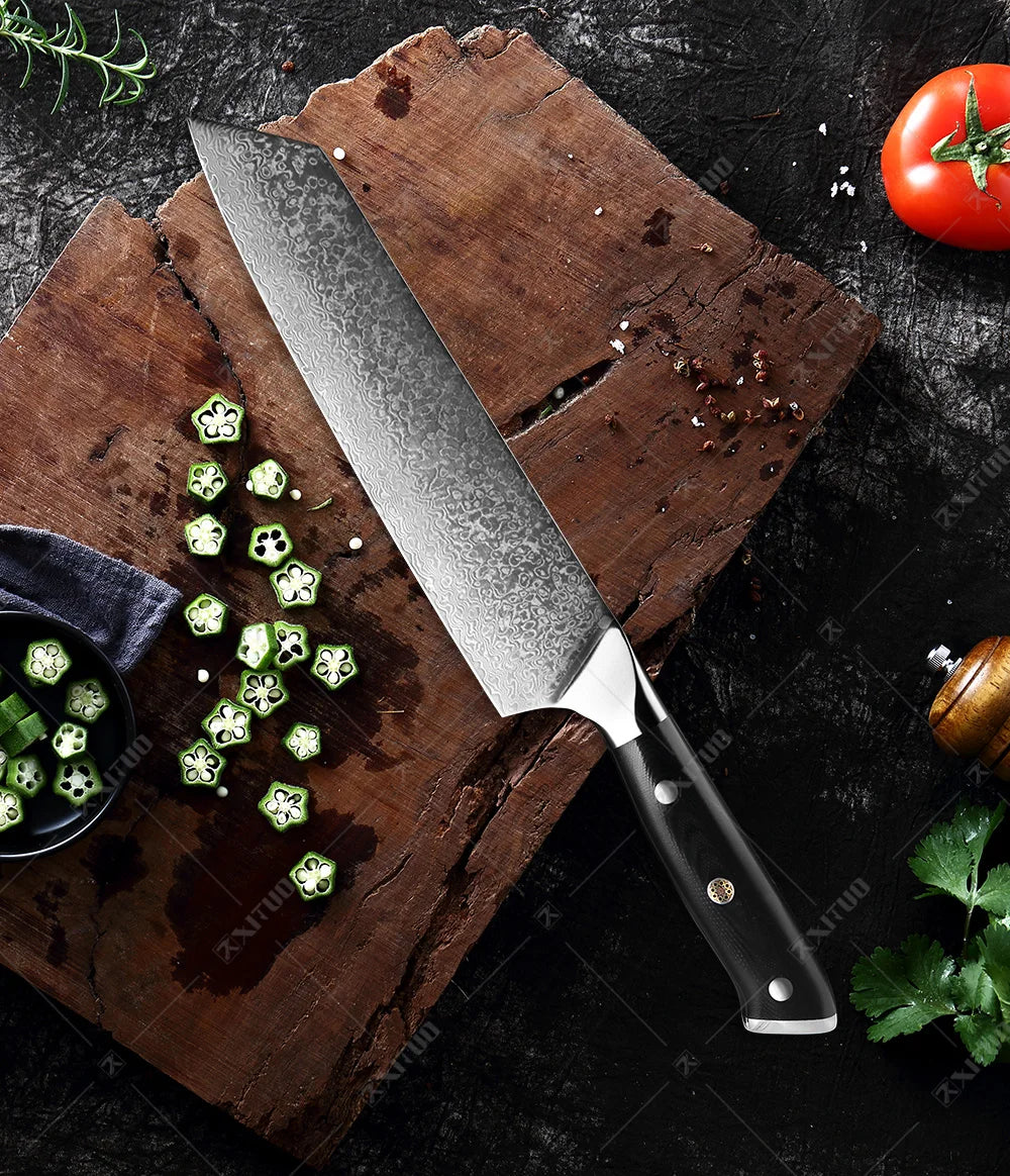 XITUO Professional Damascus steel kitchen knife 67-layer high carbon stainless steel ultra-sharp multi-functional cooking knife