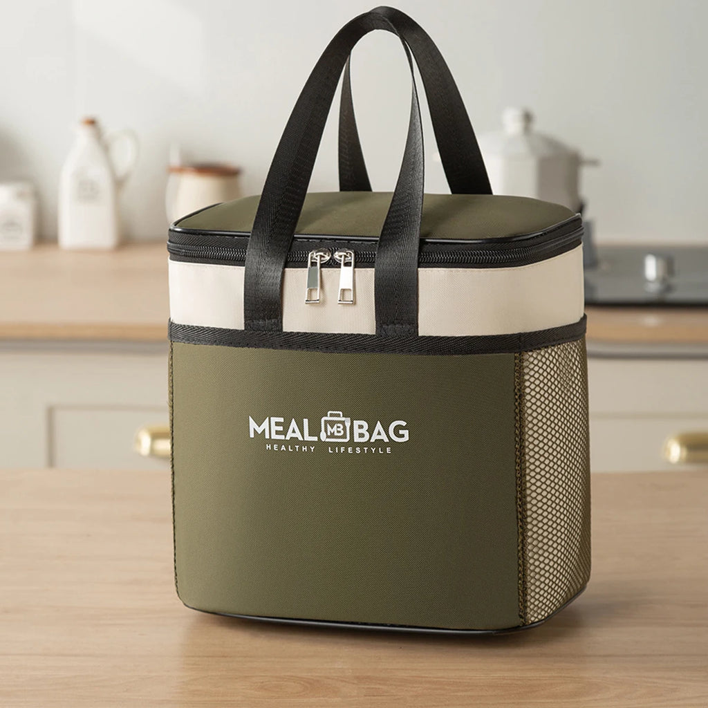 Portable lunch bag food insulated box Waterproof shoulder strap insulated box, hand-held lunch box bag, fresh aluminumA-DH