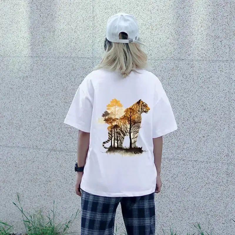 Landscape Animals Patches On Clothes Wolf Tiger fox Sticker Clothes Decoration Diy Accessory Print On T-Shirt Iron On Patch
