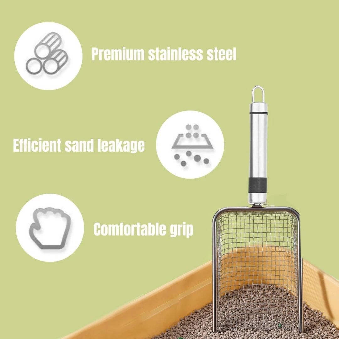 Cat Litter Scoops Pet Cleaning Tool Aluminum Alloy Cat Shovel For Cleaning Feces Fine Mesh Screen Cat Excrement Shovel Supplies