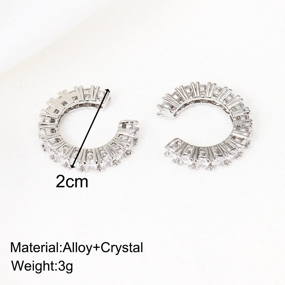 2Pcs Full Rhinestone Zircon Ear Cuff Ear Clip for Women No Pierced C Shape Earcuff Ear Wrap Earcuff Clips Jewelry Gifts