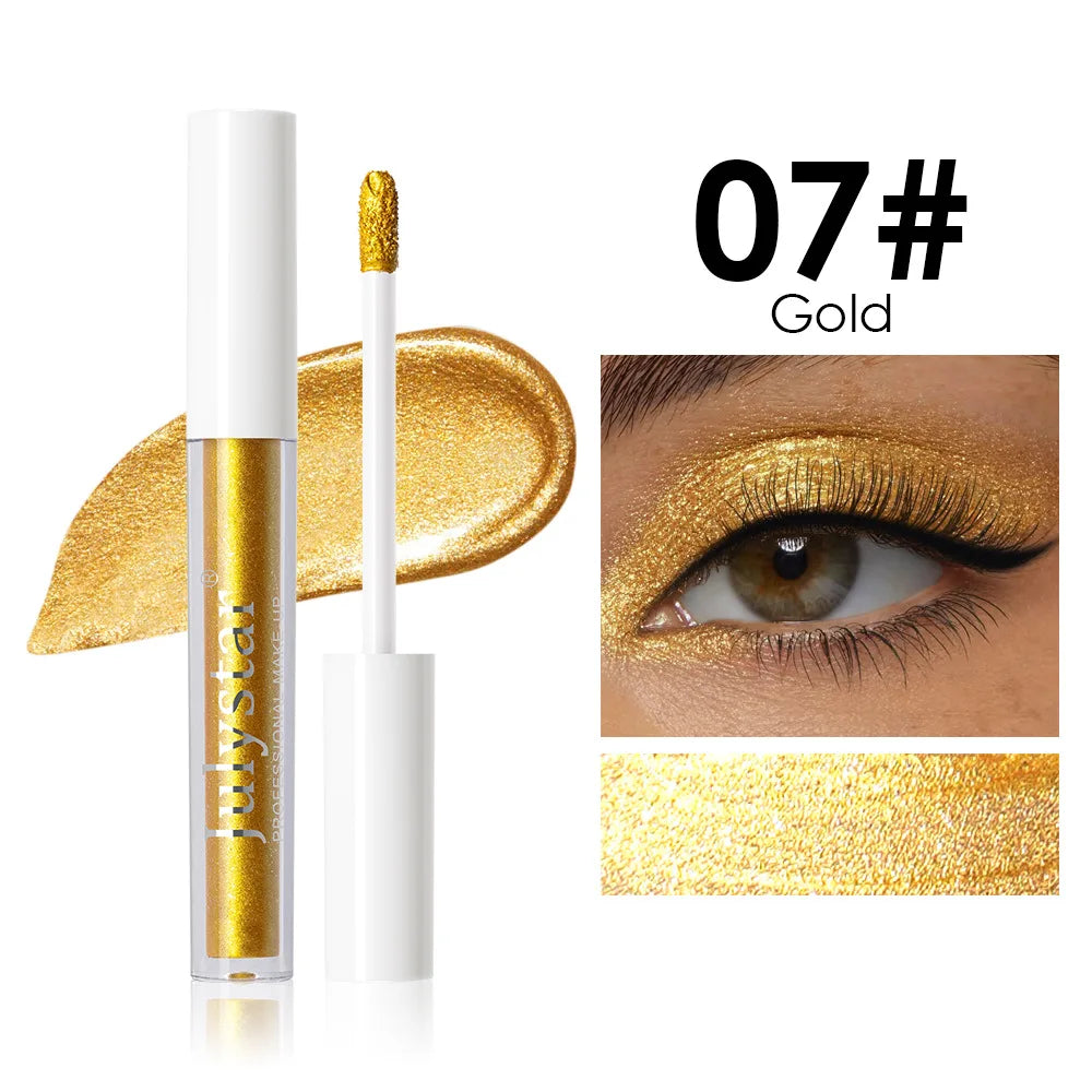 10 Colors Waterproof Liquid Eyeshadow High Shine Long-Lasting Sparkling Eye Shadow Metallic Pink Purple Party Stage Eyes Makeup