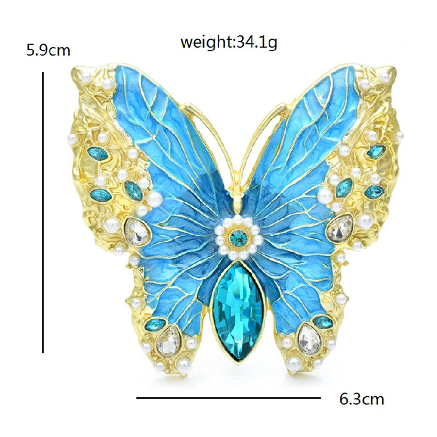Luxury Butterfly Brooches For Women Blue Enamel Charming Insects Party Office Brooch Pins Gifts