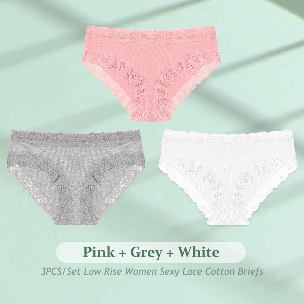 3PCS/Set  Women Cotton Seamless Panties Sexy Low Waist Sretch Solid Color Briefs Female Breahtable Underwear Ribbed Lingerie