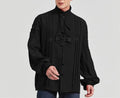 Steampunk Men's Shirt Tops Renaissance Victorian Gothic Medieval Long Sleeve Stand Collar Shirts Male Halloween Cosplay Costumes