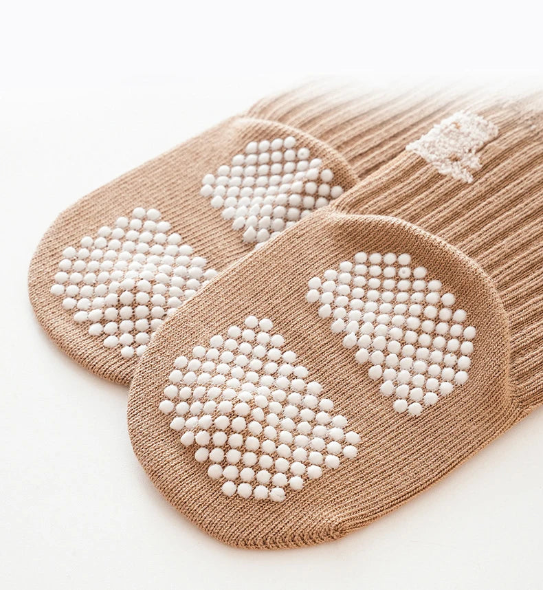 3 Pairs/lot Four Seasons Toddler Baby Anti-slip Socks for Newborns Cute Solid Color Cotton Non Slip Boys Girls Floor Socks 0-8Y