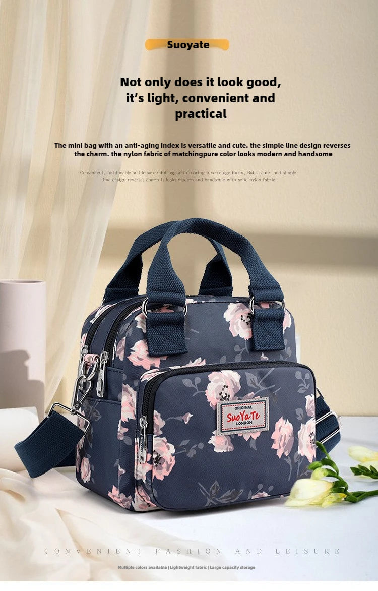 Brand Women Crossbody Bag Portable Female Shoulder Bags Printed Flower Nylon Messenger Bags Multi-pocket Ladies Handbags Bolsa