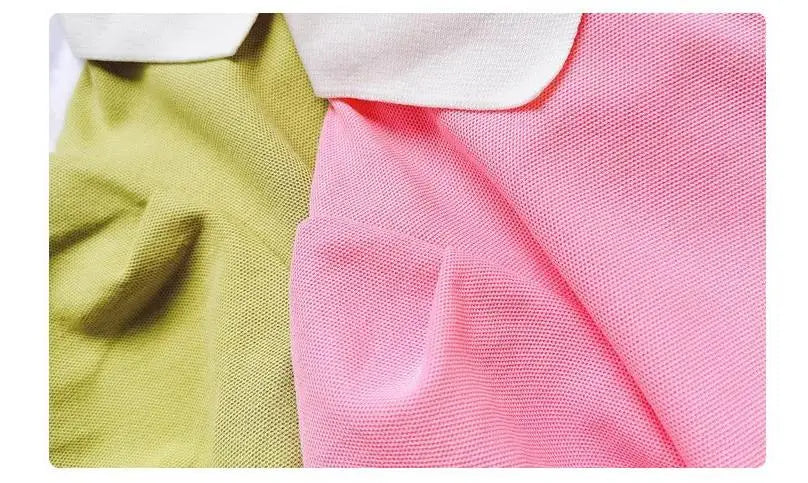2025 New Children's Dress Girls' Summer Korean Edition Fashion Casual Striped Collar Short sleeved Dress1-10Y