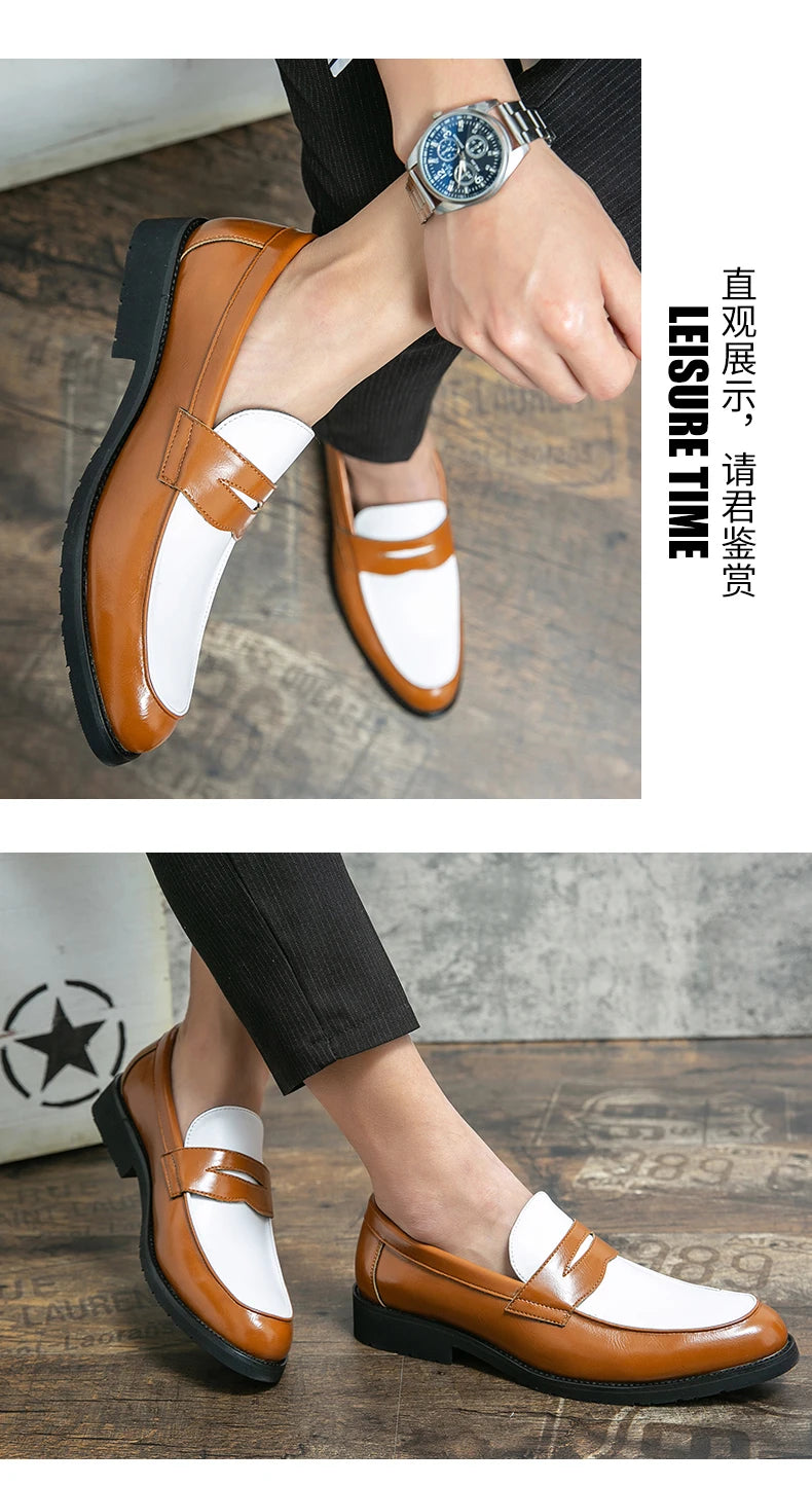 Classic Formal Leather Shoes Men Retro Casual Business Shoes Men Slip On Social Men's Dress Shoes Leather Loafers Male