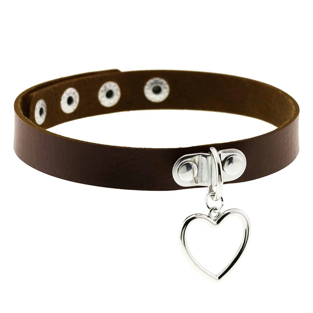 Heart Pendant Necklace Jewelry Punk Bdsm Slave Gothic Goth Choker for Woman