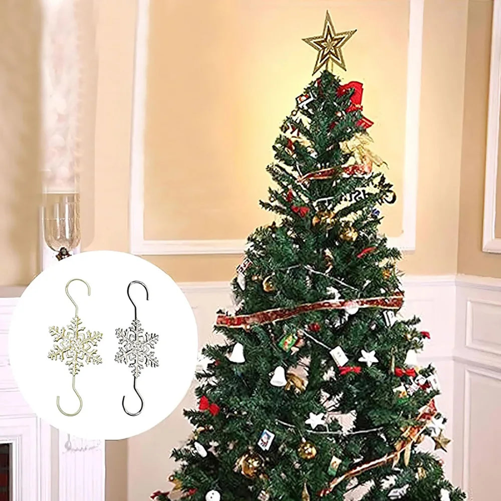 Runtowo 10pcs Christmas Snowflake Hook 2025 Merry Christmas Decor for Home Christmas Tree Ornaments Xmas Navidad Gifts New Year
