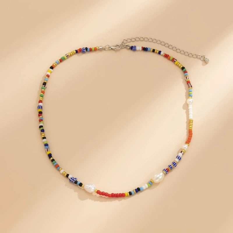 Handwoven Necklace Fashion Accessory Neck Jewelry Colorful Beads Necklaces XXFB