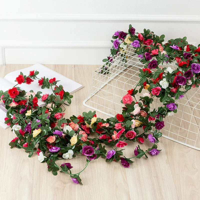 2.5M Rose Artificial Flowers Christmas Garland for Wedding Home Room Decoration Spring Autumn Garden Arch DIY Fake Peony Vine