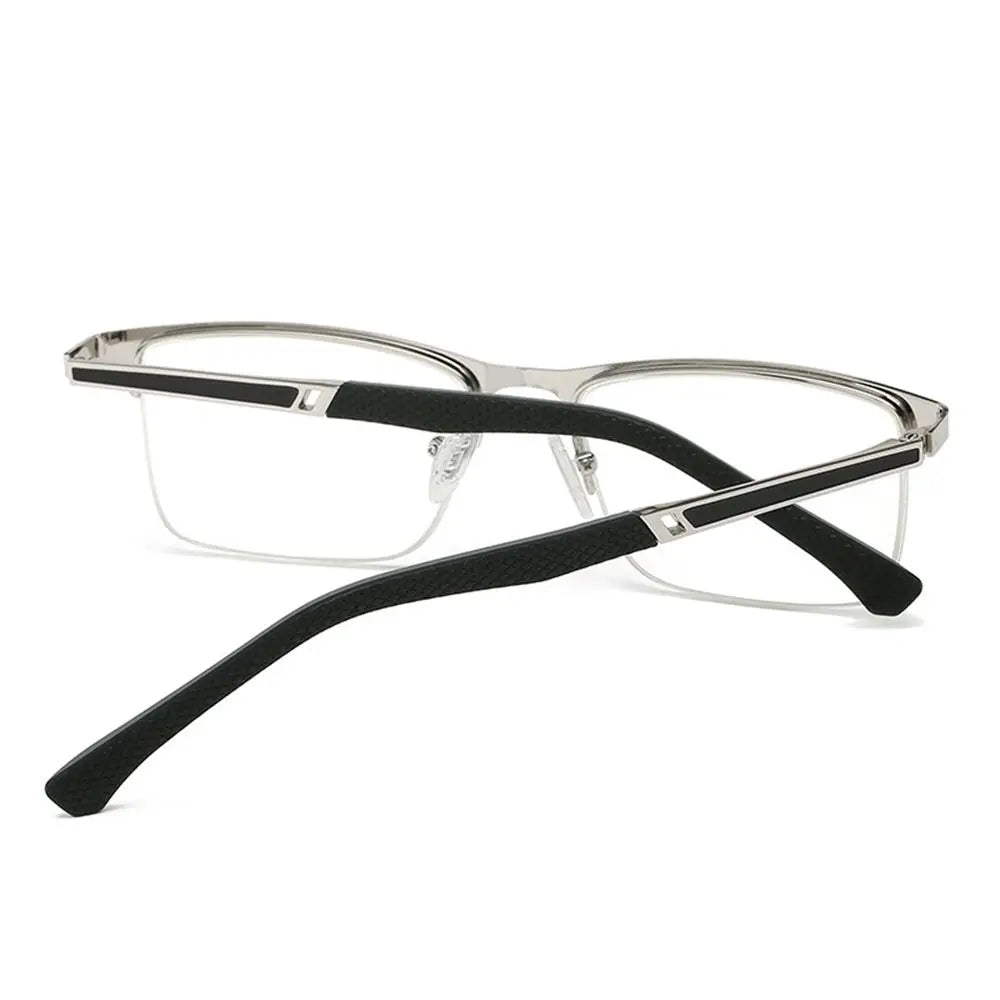Men's Reading Glasses +0.5 To +4.0 Business Reading Lens Metal Frame Optical Anti Blue Light Presbyopia Glasses with Class