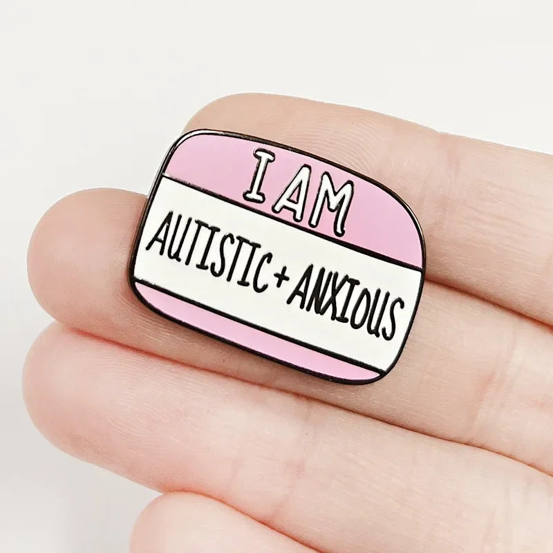 I Am Autistic Badge Pin Mental Health Autism Metal Badges Lapel Pins Hello I’m Always Tired Badge Name Tag Enamel Pin Brooches