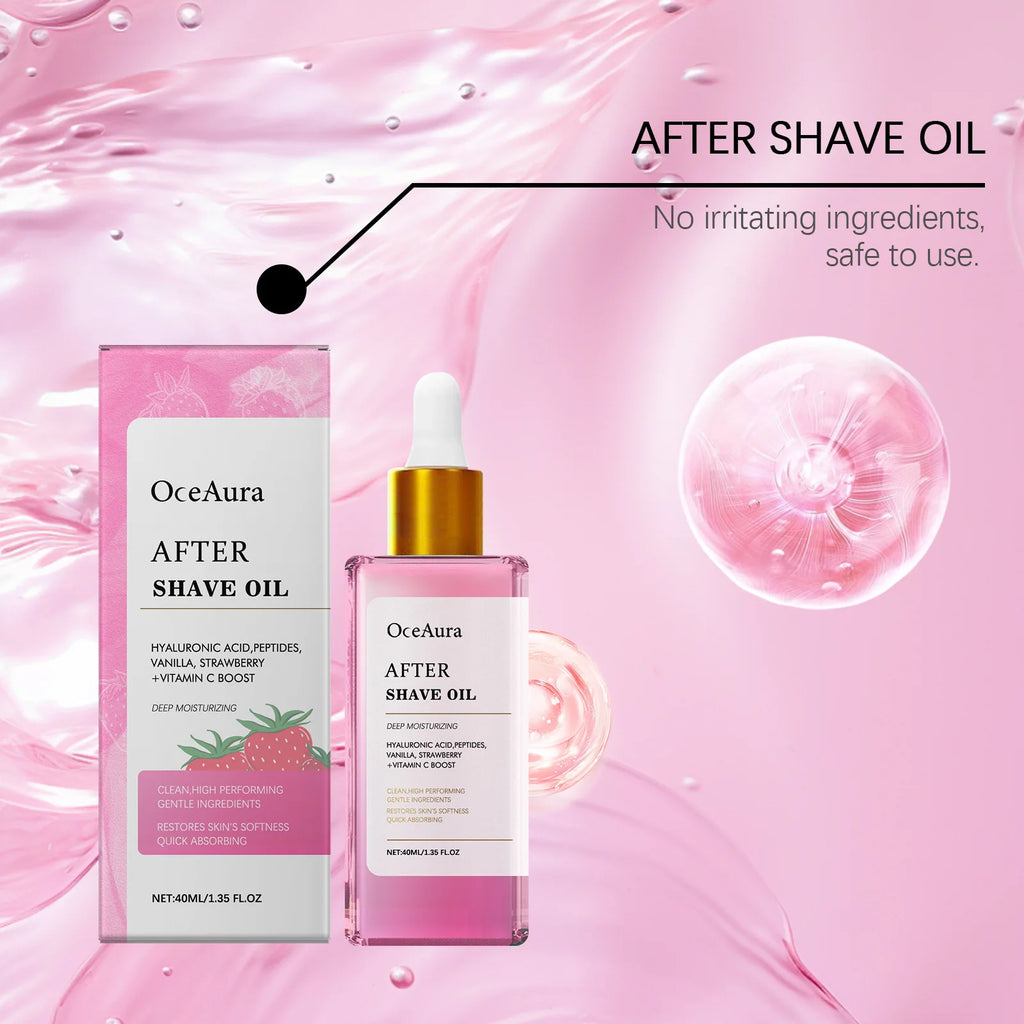 Strawberry Vanilla After Shave Oil Firming Soothing Moisturizing Softening Nourishing Smoothing Hair Removal Care Essential Oil