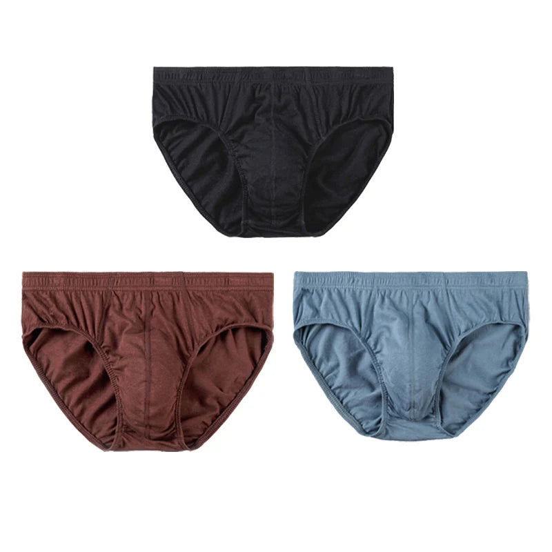 3 Pcs/Lot Men's 100% Cotton Briefs Comfortable Breathable Underwear Lingerie Panties Plue Size Xl -5xl Underpants