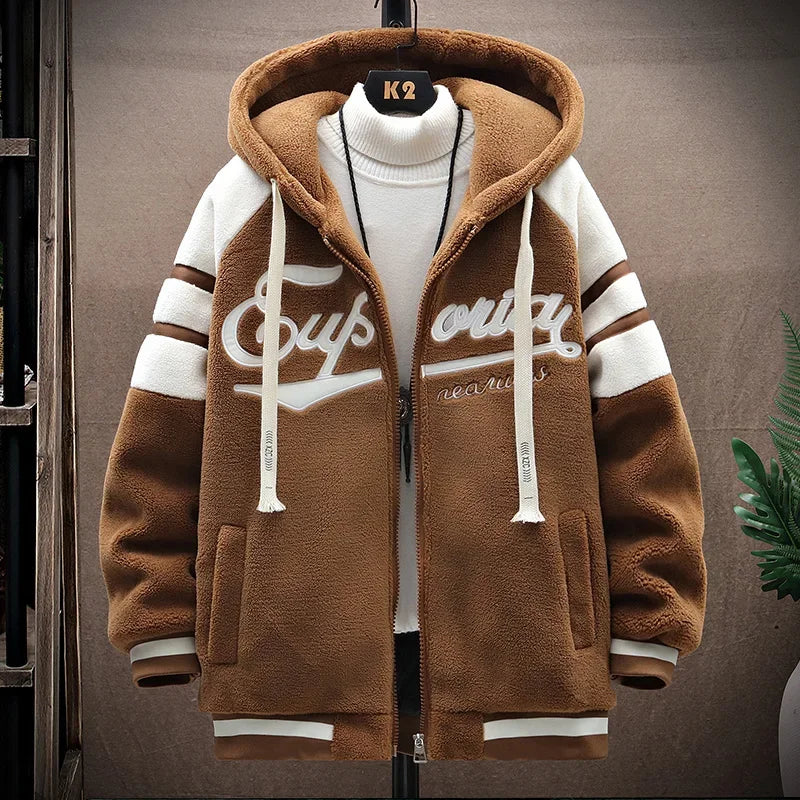 2023 Men's Hooded Jackets Japan Fashion Streetwear Harajuku Coats Men Autumn Winter Men Clothing Wool Jackets Embroidery Jacket