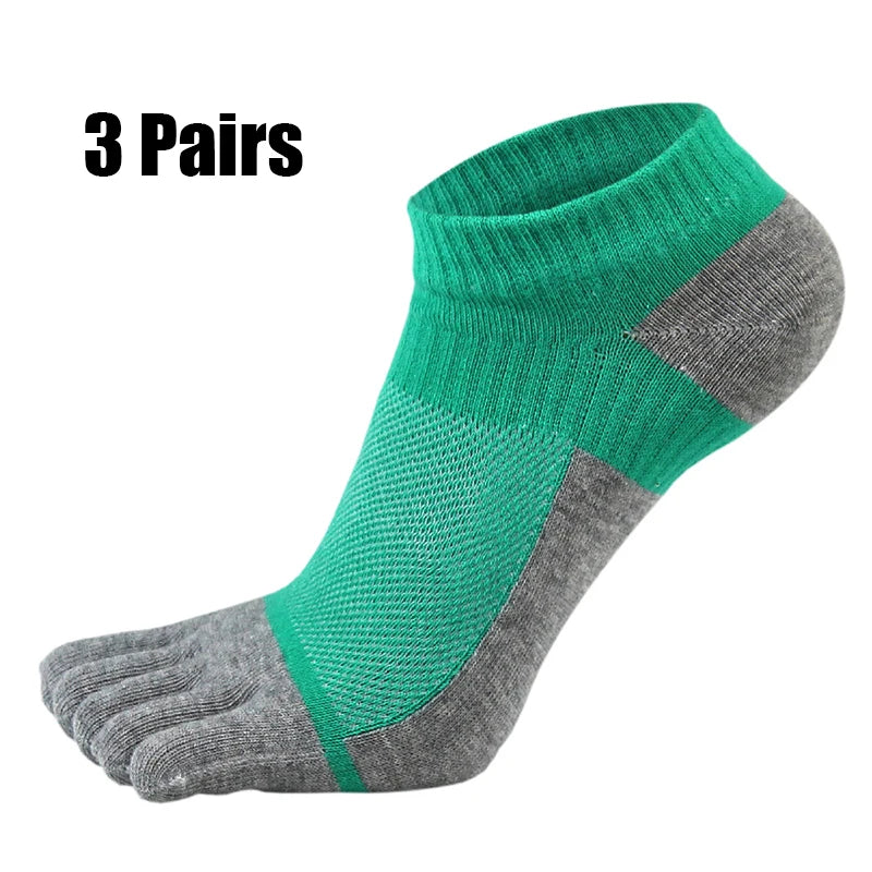 3 Pairs Five Finger Ankle Socks Cotton Men's Casual Mesh Breathable Comfortable No Show Socks With Toes