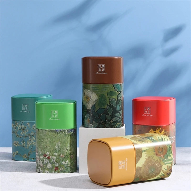 Metal Tea Tinplate Box Loose Tea Storage Container Elegant Tea Jar Coffee Storage Container Floral Tea Canister Gift Box