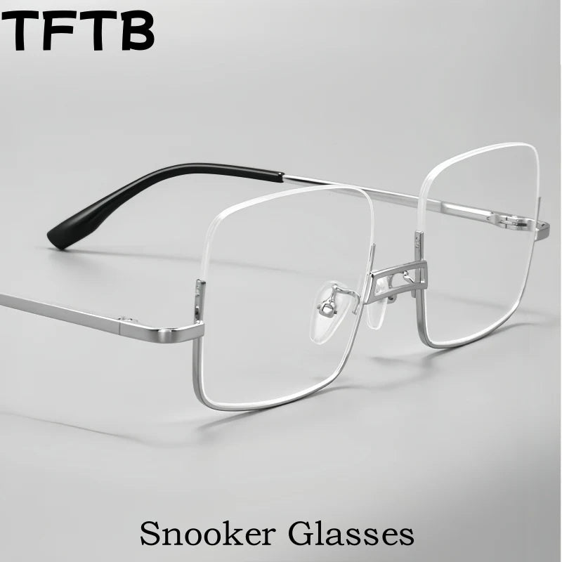TFTB New Men's and Women's Snooker Billiards Glasses Frame Ultra Light Fashion Large Size Spring Leg Square Half Eyeglasses T002