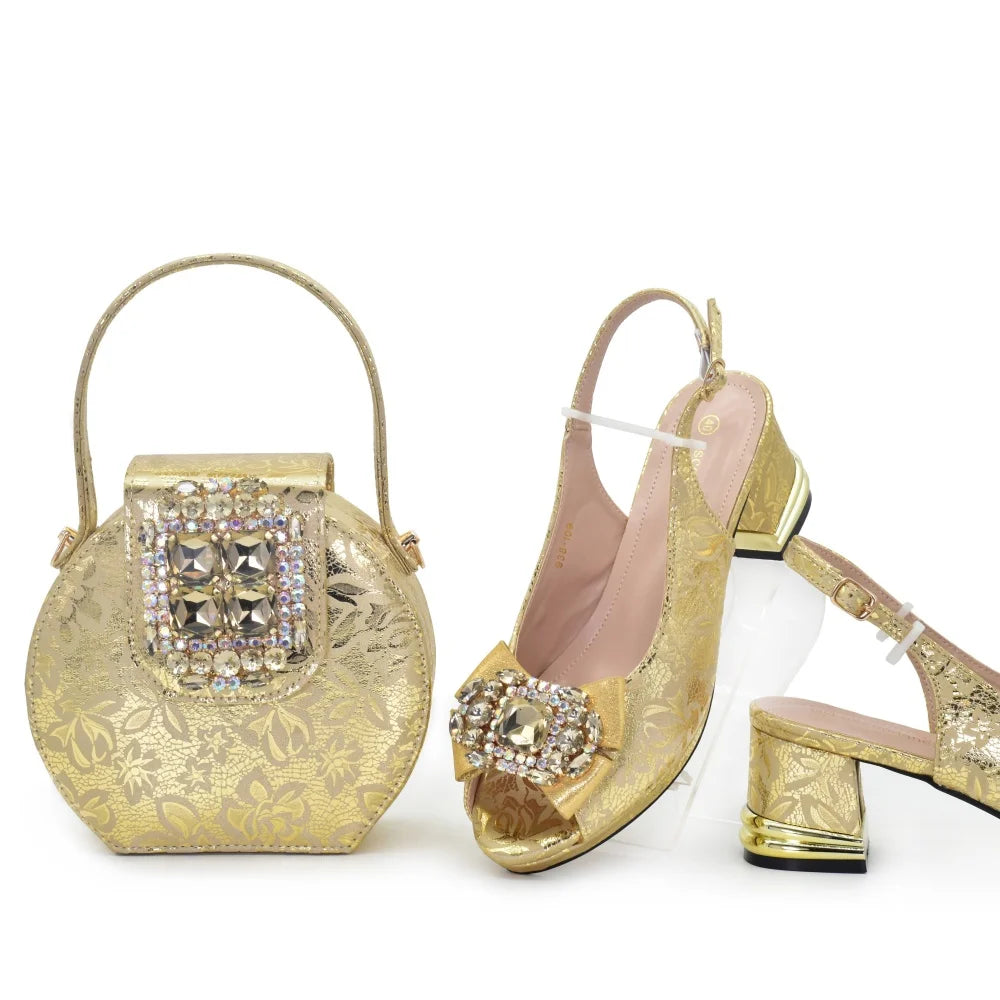 doershow hot selling pink Shoes and Bags To Match Set Italy Party Pumps Italian Matching Shoe and Bag Set for Party!   SU1-1