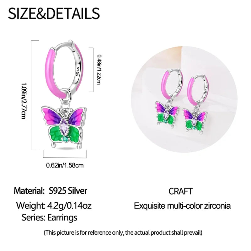 925 Sterling Silver Green Lucky Clover Yellow Daisy Bamboo Earrings  for Women Bee Butterfly Ear Studs Elegant Party Jewelry