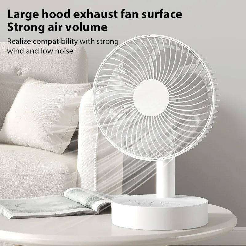 Rechargeable Desk Fan 4 Speed Adjustable Desktop Table Fan with Strong Wind Height-adjustable Portable Fan For Office Dormitory