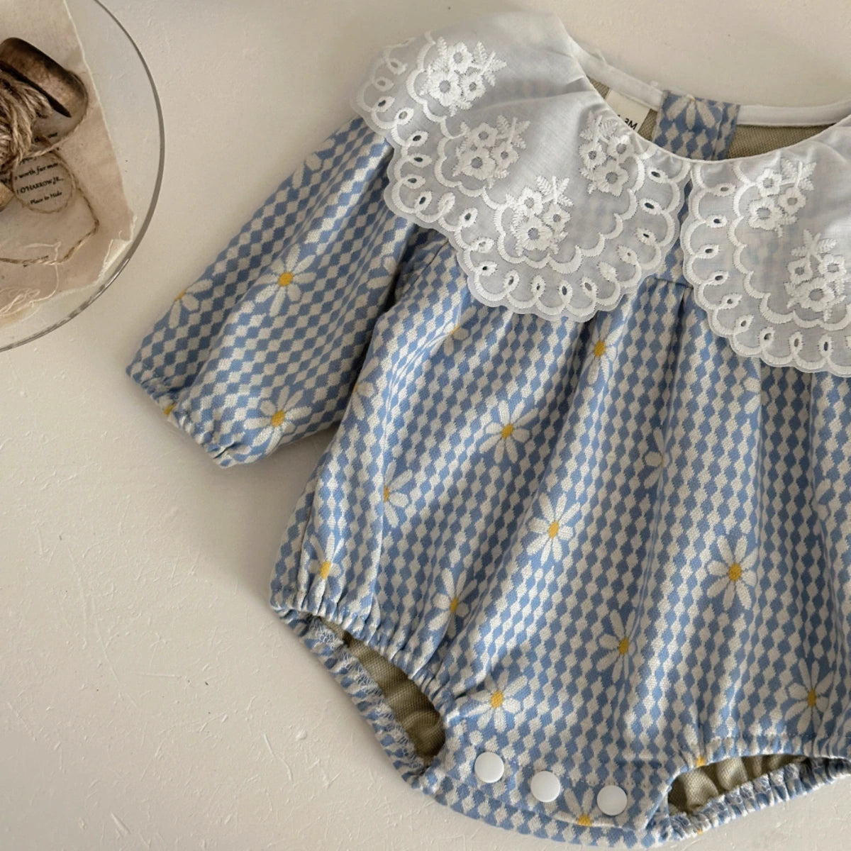 New Autumn Baby Clothing Boys Girls Cotton Long Sleeve  Daisy Printed Doll Neck Bodysuit 0-18M Newborn Casual Romper Spring