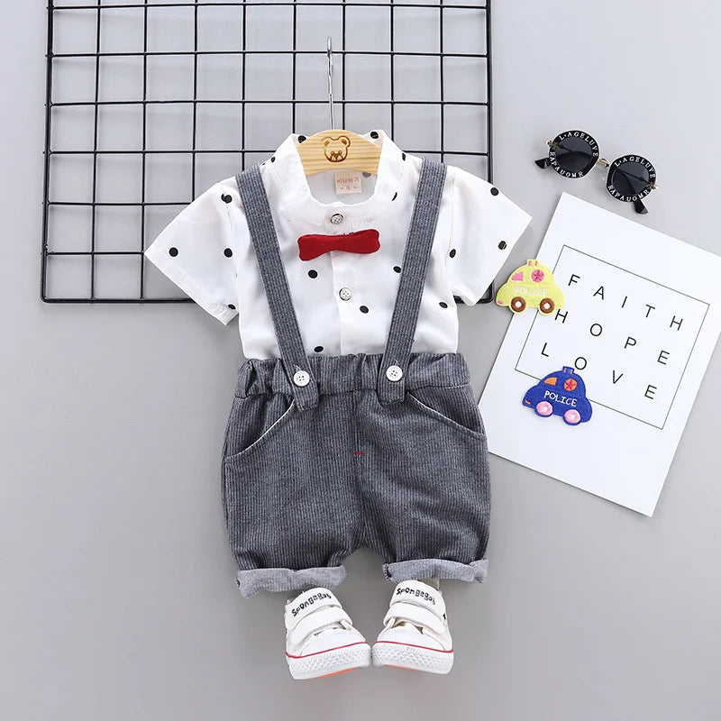 New Summer Baby Boys Clothes Suit Children Short Sleeve Shirt Overalls 2Pcs/sets Toddler Clothing Infant Costume Kids Tracksuits