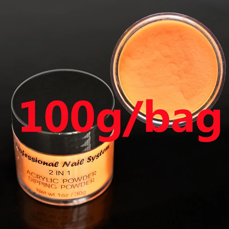 100g Polvo Acrílico Profesional Rosa Nude Cristal 3 en 1 Extensión/Inmersión/Esculpido Polvo Rosa Cristal de Secado Rápido