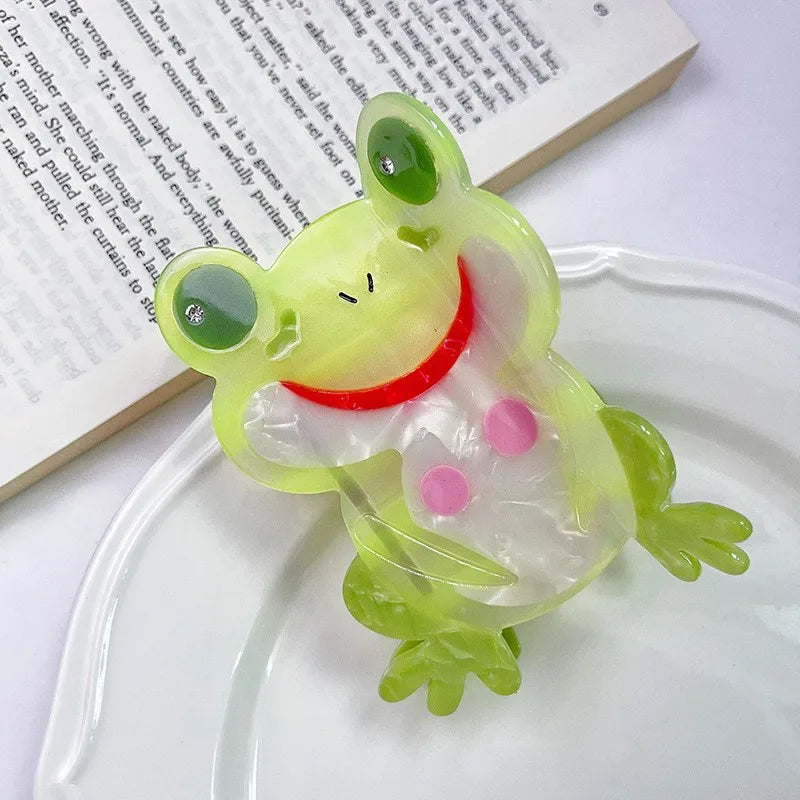 YHJ Big Eyed Frog Hair Claw Fun Frog Acetate Personality Design Hair Claw Clip Catch  Hair Accessories for Women Girls