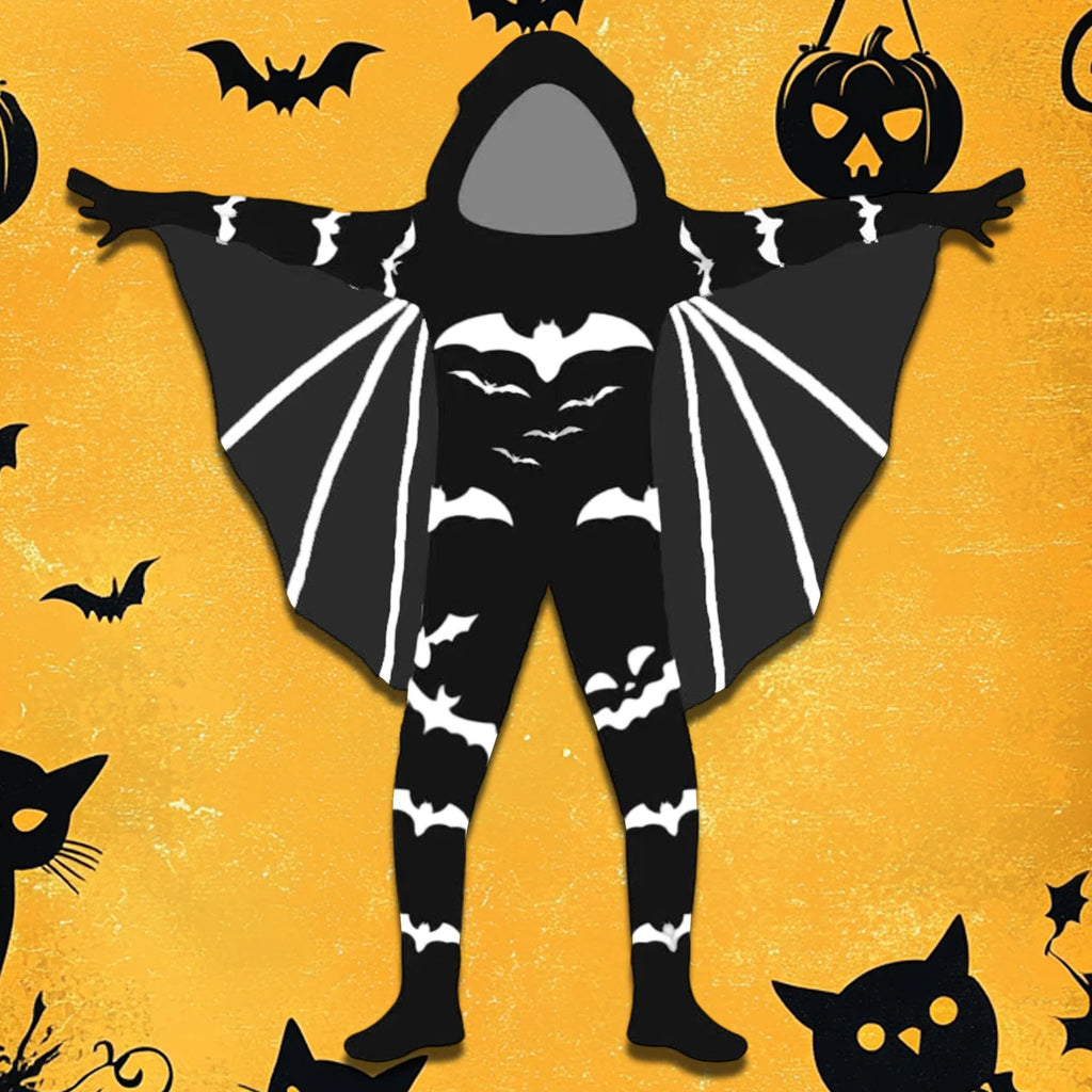 Halloween Costume for Boys Creative Skeleton/Bat Hooded Jumpsuit for Cosplay Party