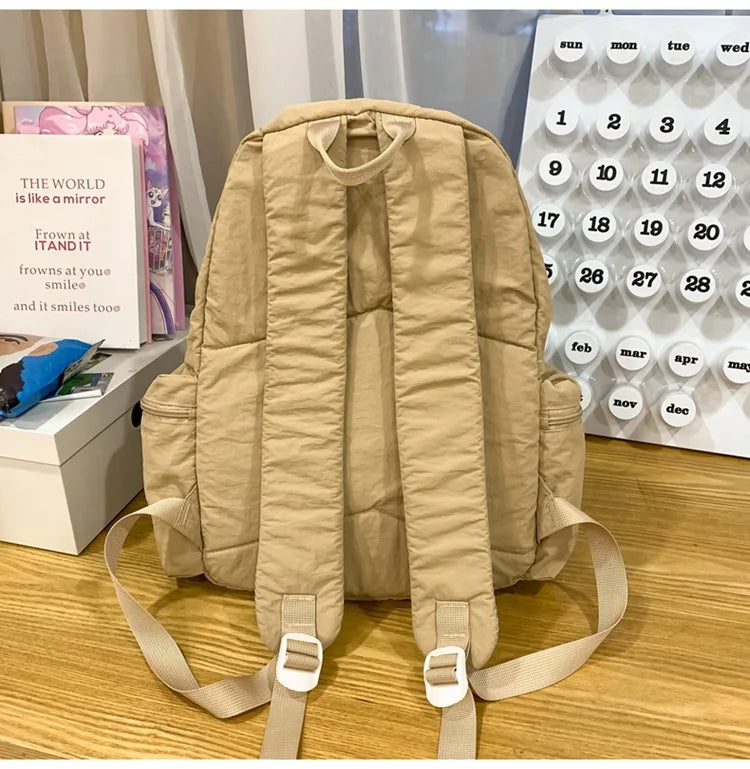 Japanese Style Student Backpack Solid Color Bow Travel School Bag Lightweight and Fashionable Women's Backpack New Simple Casual