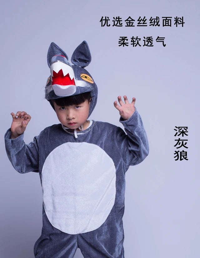 Halloween Children Animal Forest Wolf Costume Role Play school Performance wolf Clothing