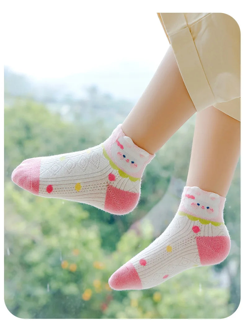 5 Paar/Los Kinder Baumwollsocken Mädchen Junge Baby Teenager Kinder Niedliche Cartoon Mode Weiches Netz für Sommer 1-12 Jahre Neue Schülersocken