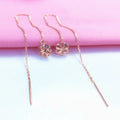 585 purple gold plated 14K rose gold hollow flower earrings for women classic light luxury Ear line party jewelry gift