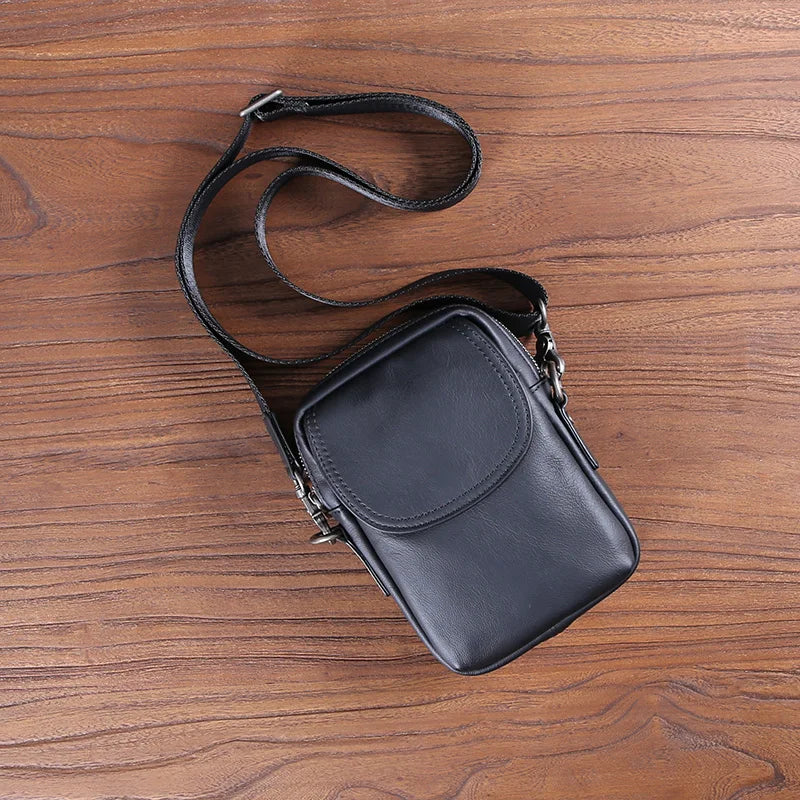 New Casual Leather Male Baotou Layer Cowhide Single Shoulder Crossbody Bag Vertical Business Backpack Men's Bag