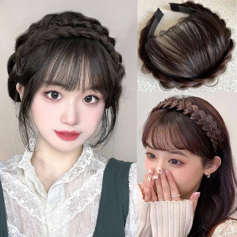 Women Girls Fake Hair Headband Fringe Wig Bangs Hairband Hair Extension Clips In Hair Extension Hair Accessories Hairpiece Clips