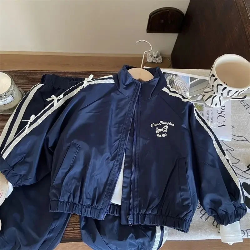 Korean-Style Girls' 2-Piece Set - Bow Detail Jacket + Casual Pants | Spring Toddler Outfit (Ages 3-8) Toddler Girl Clothes