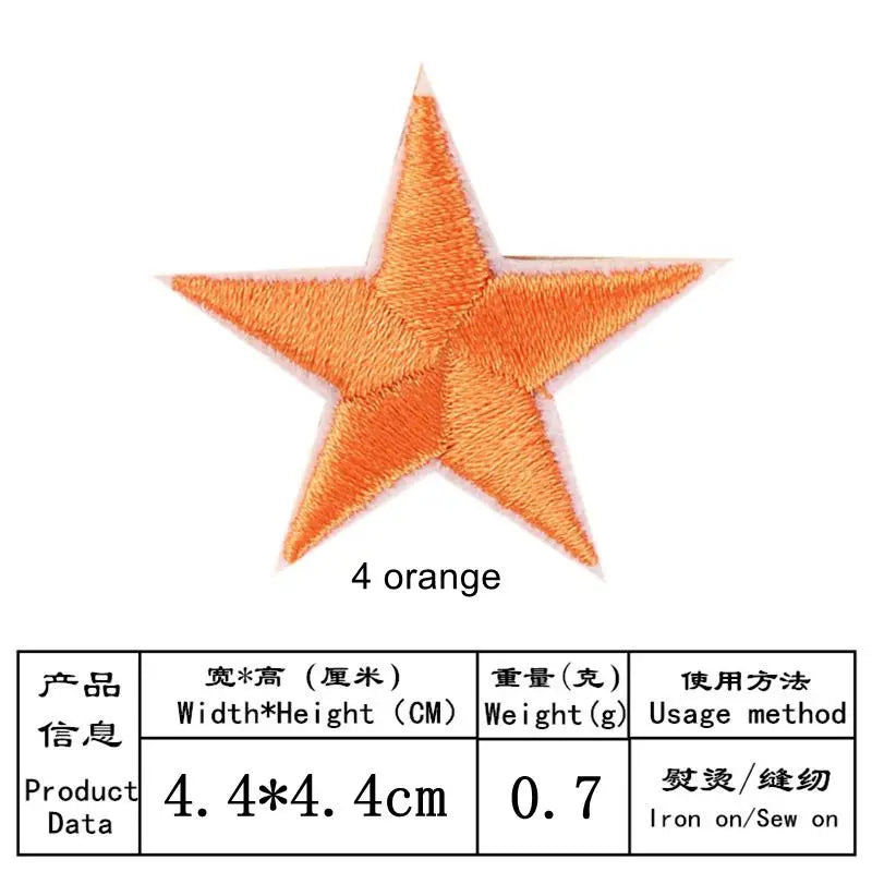 10pcs Star Embroidery Iron on Patches for Clothing, DIY Clothes, Pentagram Appliques, Black White Gold Sticker Stripes 4.4x4.4cm
