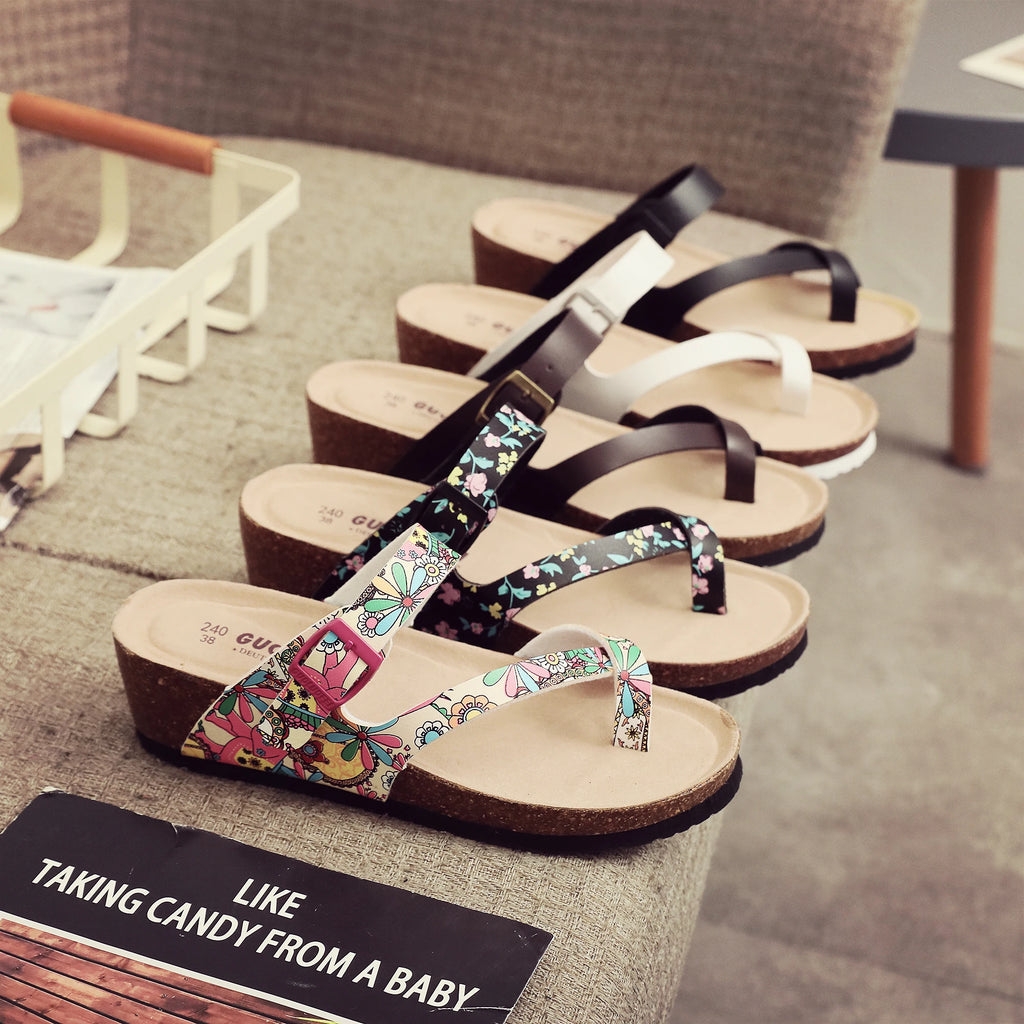 Casual Soft Cork Wedge High Heels Slippers Women Summer Beach Slide Sandals Flip Flop Cross Girl Couple House Outside Shoes