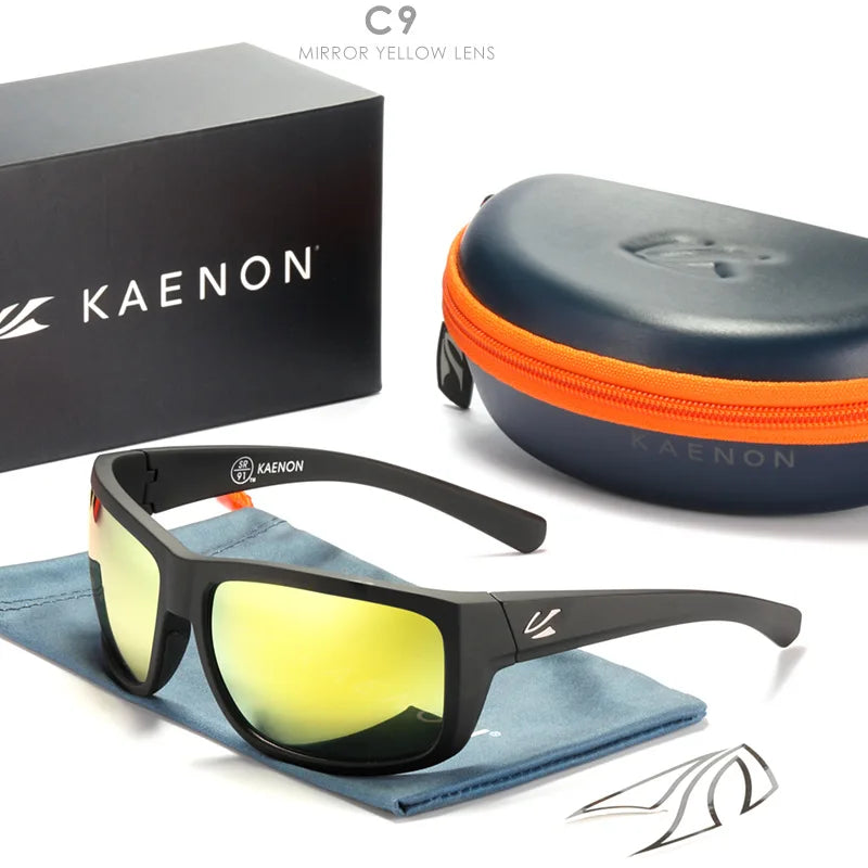 KAENON New Polarized Men's Fishing Driving Sunglasses Outdoor Sports HD Colorful TR90 Outdoor Cycling Sun Glasses Original Box