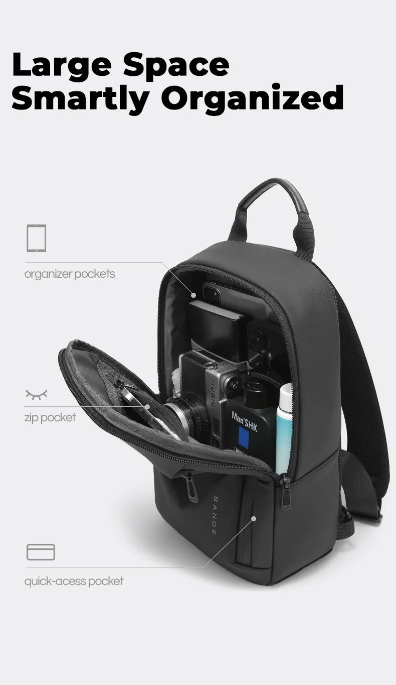 BANGE Lightweight Chest Bag Men Satchel Shoulder Bag Waterproof Sling Bag Oxford Cloth Small Casual Bag Crossbody Bag for Men