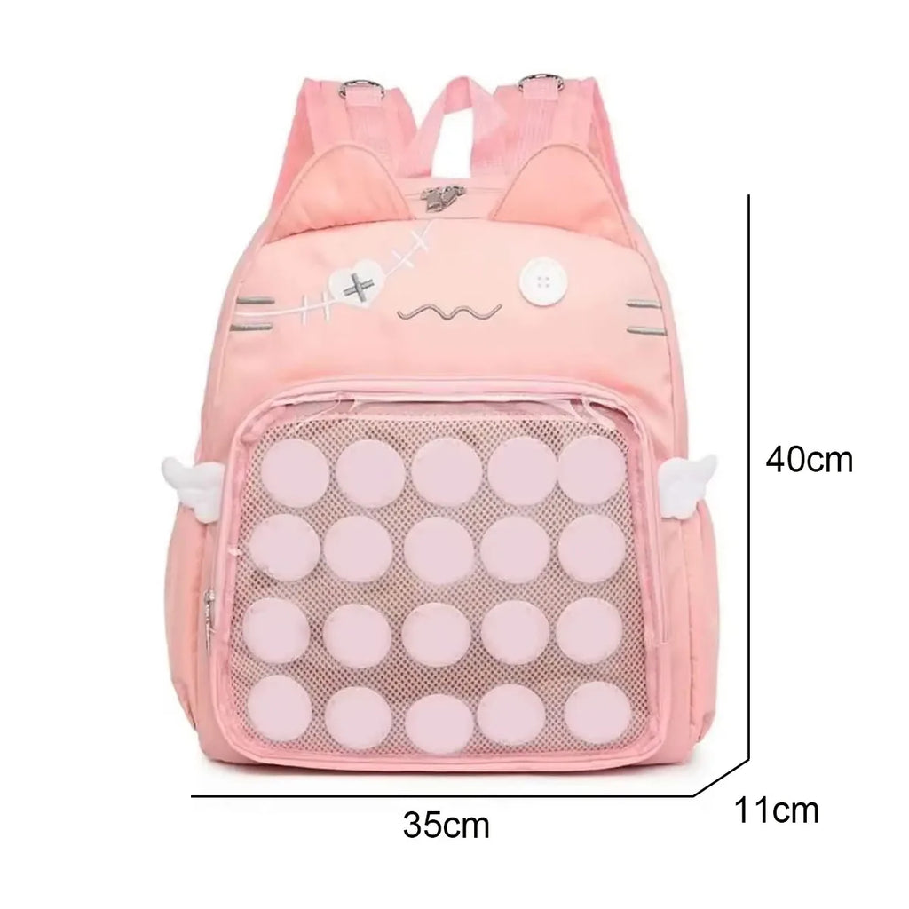 Cute Cat Backpack Women Nylon Japanese Style Casual Fashion Transparent Ita Bag Large Capacity Female Aesthetic Backpacks bolsa